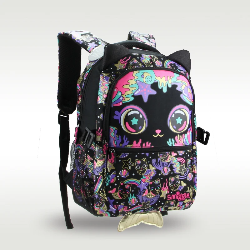 Australian original Smiggle children's hot-selling schoolbag female cute high-quality backpack black cat  16 inches