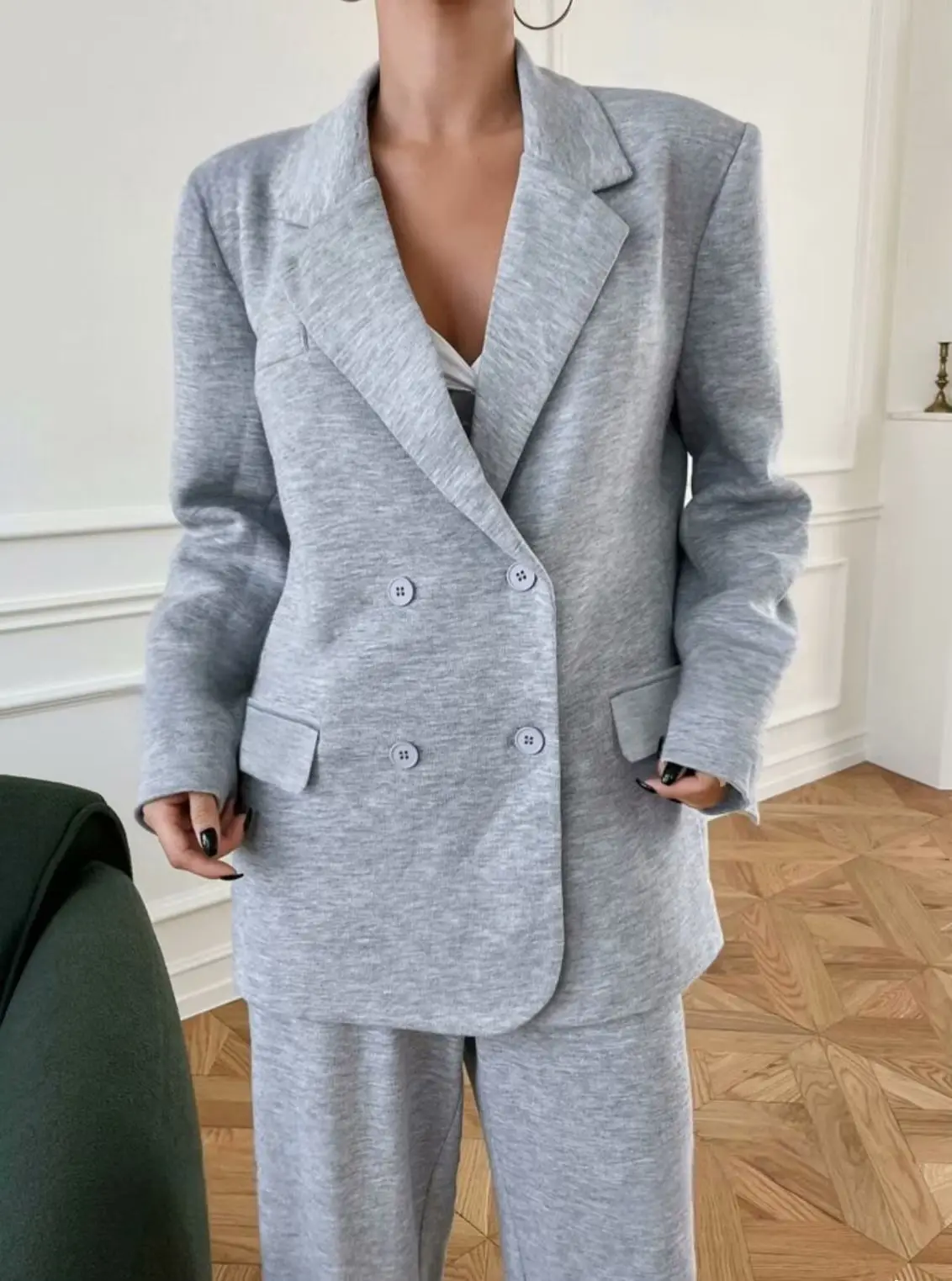 

Allingentle Women's 2 Piece Set Suit Fashion Suit Blazer Casual Daily Outfits Elegant Pantsuit Set Customize