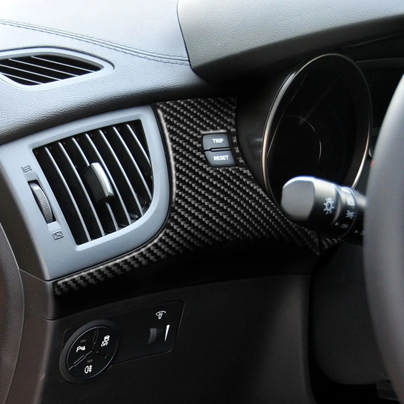 For Hyundai Genesis Coupe 2013-2016 LHD Real Carbon Fiber Speedometer Bezel 3PCS Car Interior Decoration Accessories Sticker