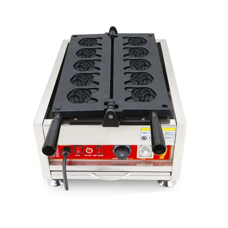 Electric 220V/110V Bulldog Waffle Maker Commercial  Dog Head Shaped Waffle Baker Machine/Animal Dog Head Iron Baking Machine