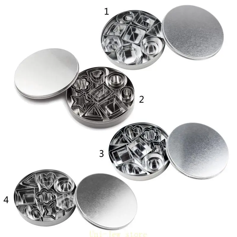 

40GB 24 Pcs Mini Cookie Cutter Mold Stainless Steel Geometry Clay Earring Cutter Mold
