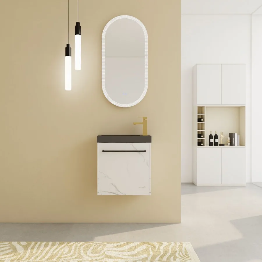 

20'' Floating WallMounted Bathroom Vanity with Resin Sink SoftClose Cabinet Door