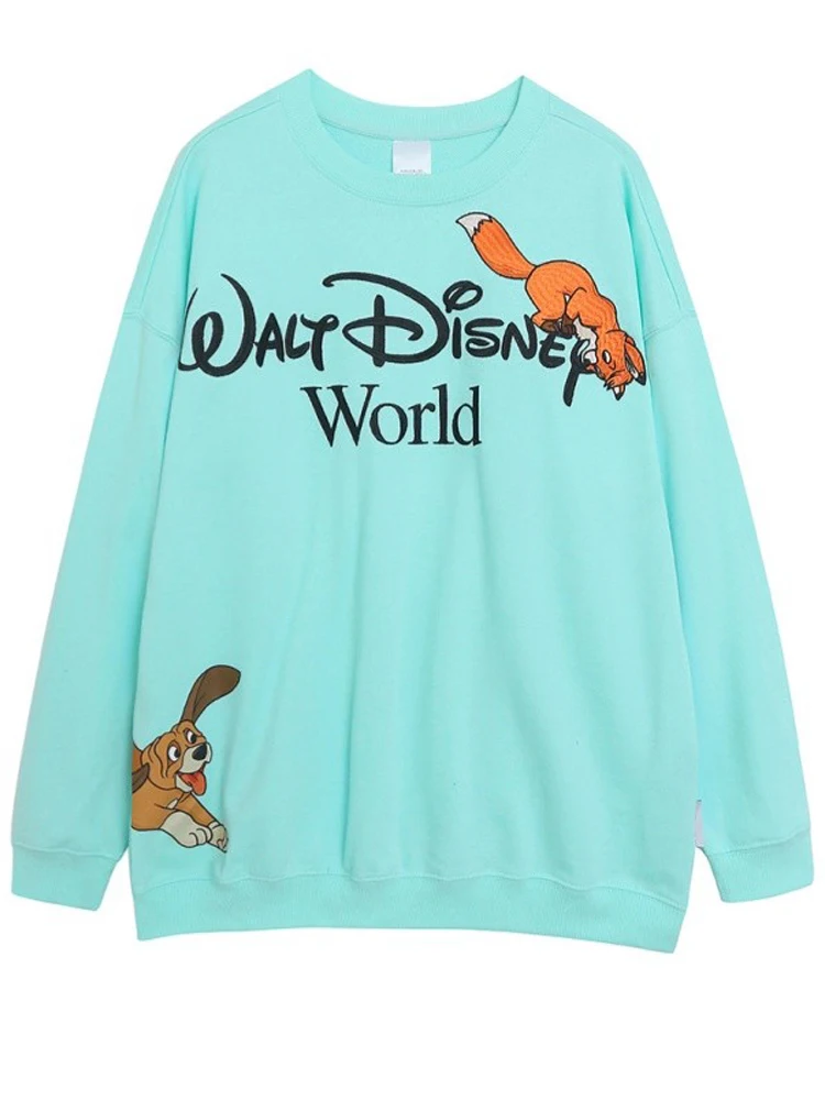 ديزني والت ديزني العالم البلوز ملك الغابة سيمبا الكرتون طباعة التطريز المرأة س الرقبة البلوز الصوف البلوز القمم