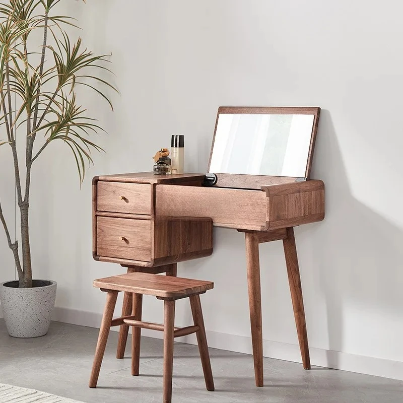 A North American black walnut dresser solid wood clamshell makeup table integrated, simple and modern