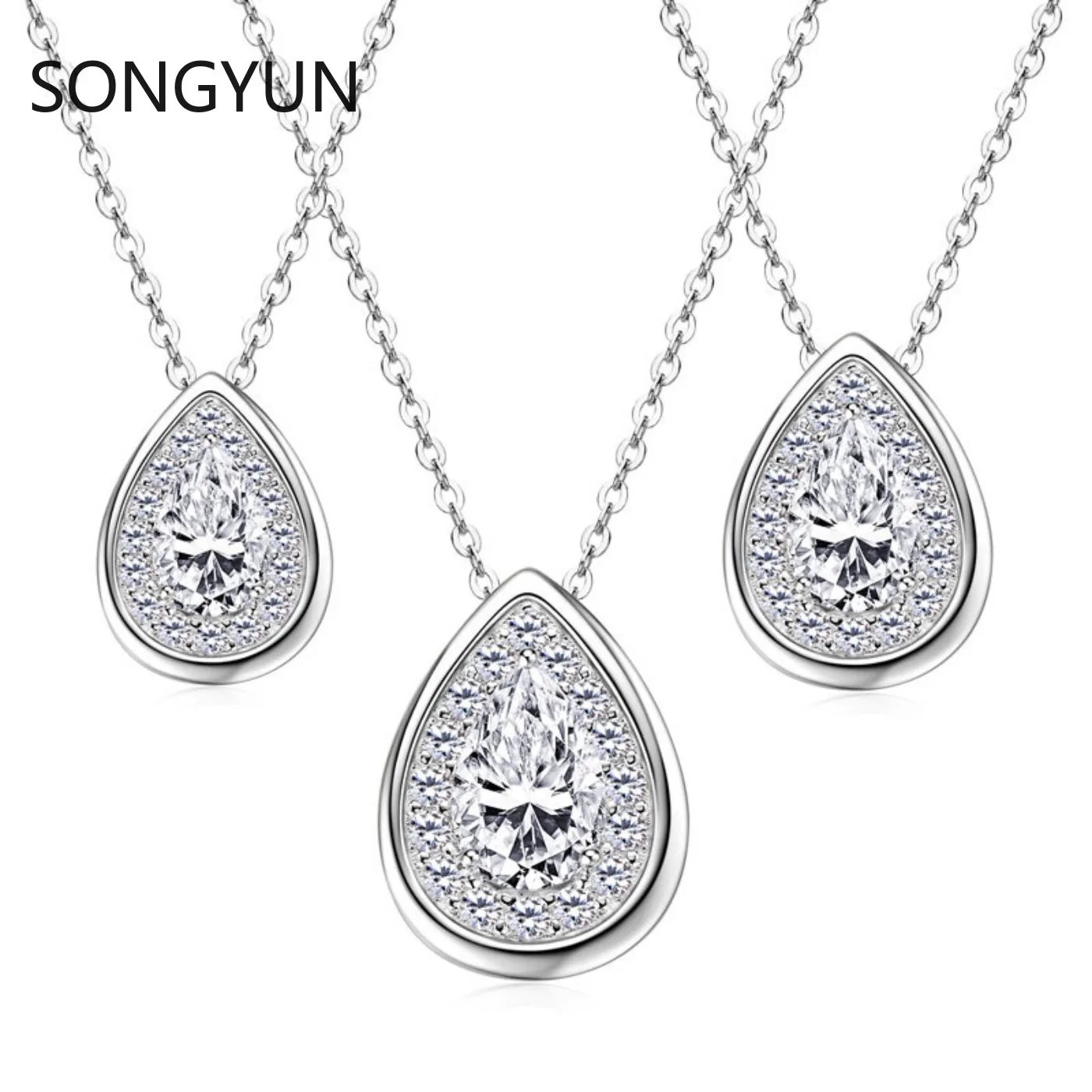 SONGYUN Luxury Jewelry 925 sterling silver Pendant Necklace Women GRA Certificated D Color Moissanite Diamond Necklaces Pendants