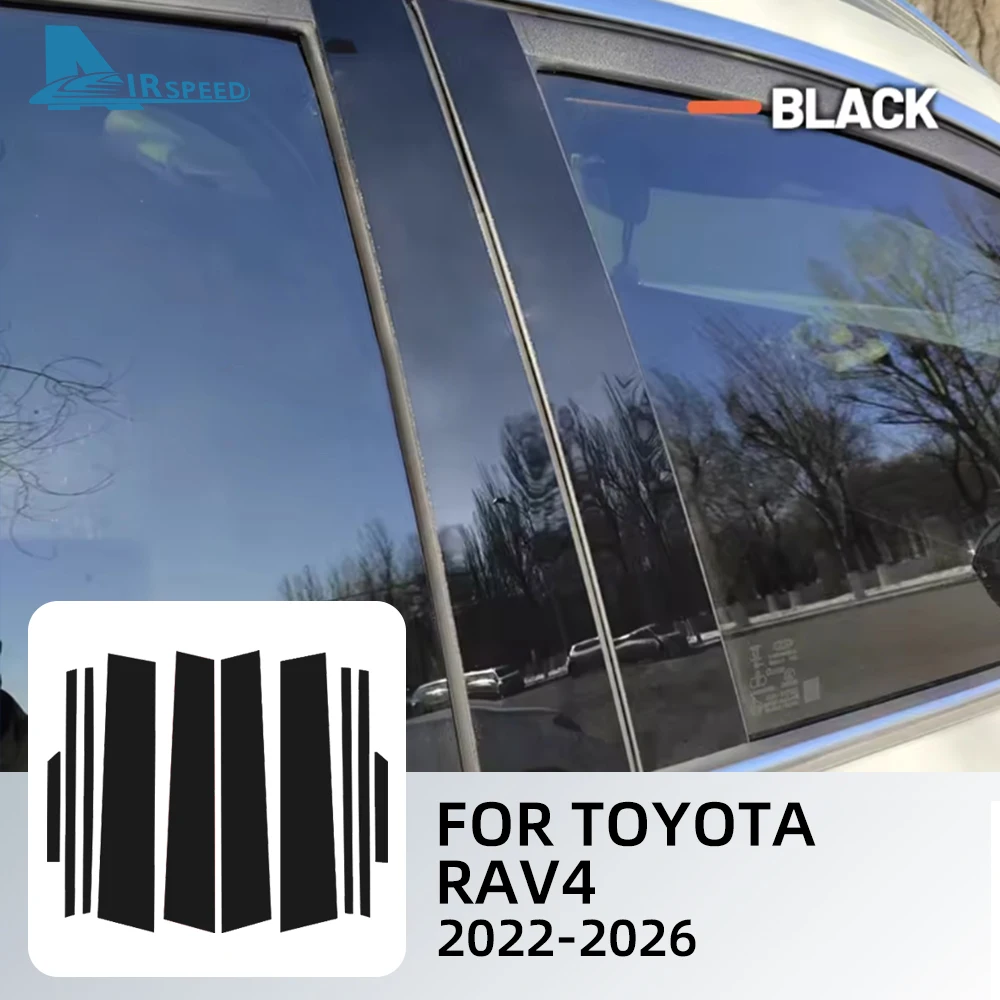 

Glossy Black Car Window Door Column B C Pillar Post Trim Stickers For Toyota RAV4 2019 2020 2021 2022 2023 2024 2025 Accessories