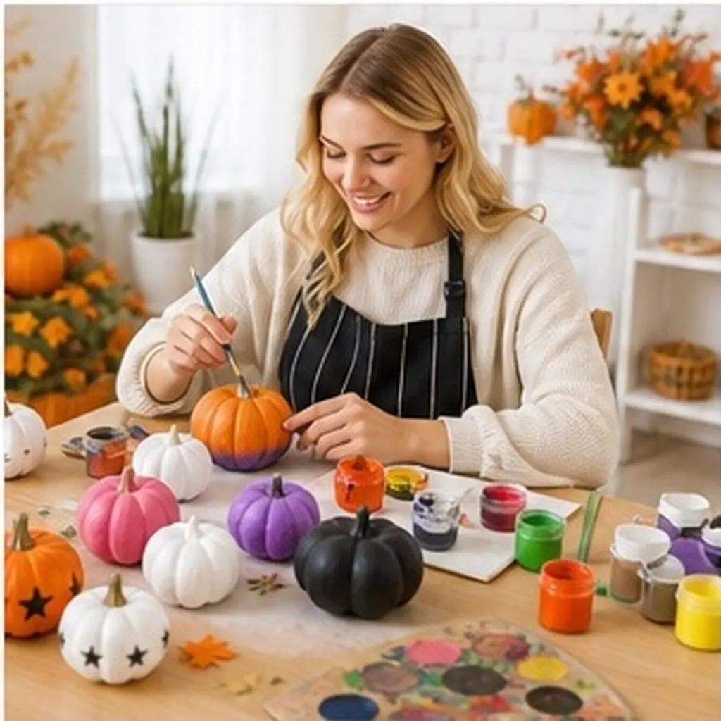 Handmade Pumpkin Decorations Decorate Pumpkins 's Painting Artificial Autumn Small Decors Halloween Party Supplies Kits