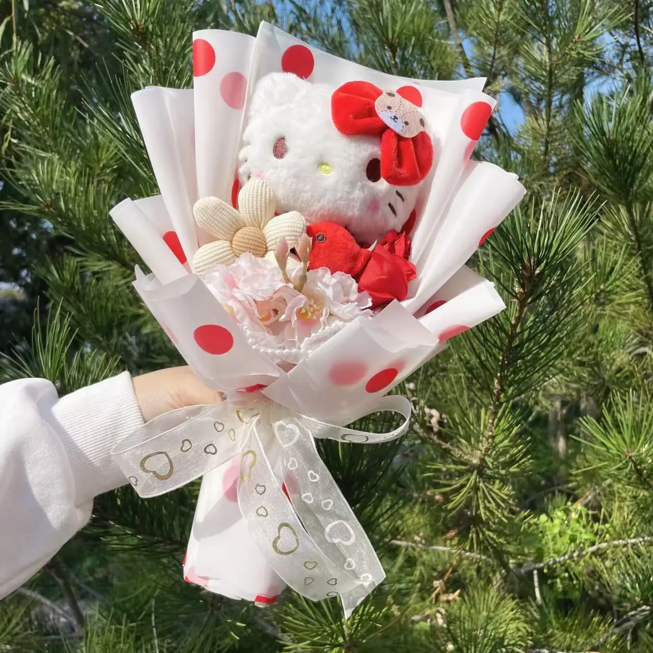 Cartoon My Melody Kuromi Cinnamoroll Kt Katze Plüschpuppe Kreativer Blumenstrauß Valentinstag Weihnachten Abschluss Geburtstagsgeschenk