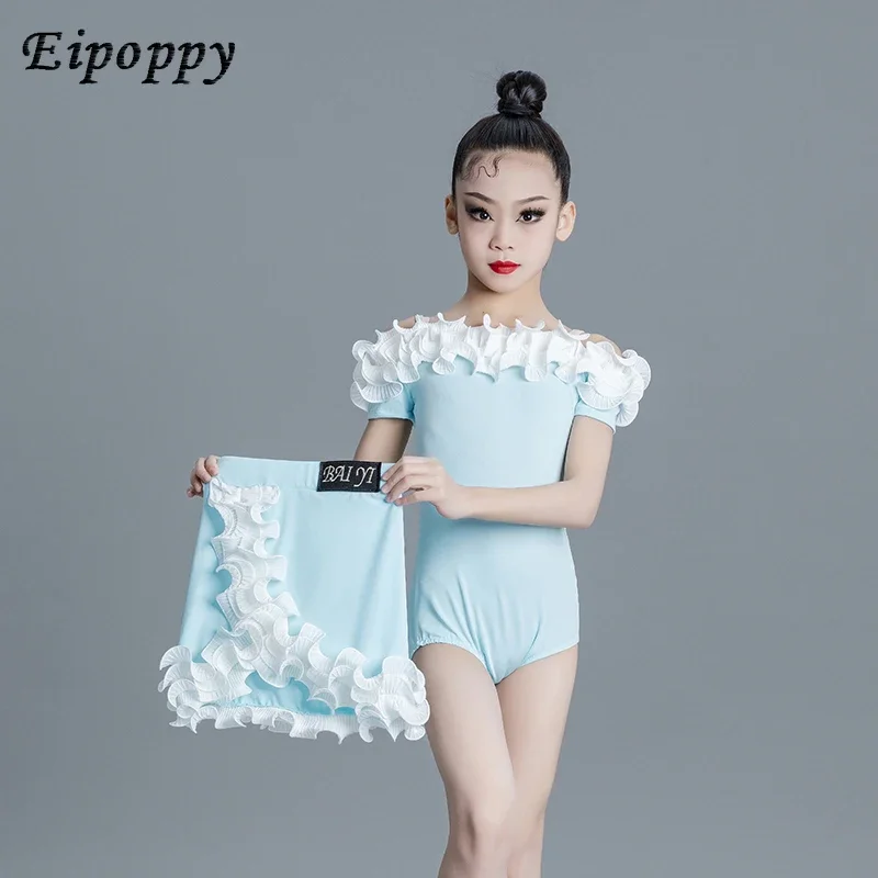 فستان رقص لاتيني للأطفال ، ملابس ممارسة للبنات ، عرض بدلة الأداء