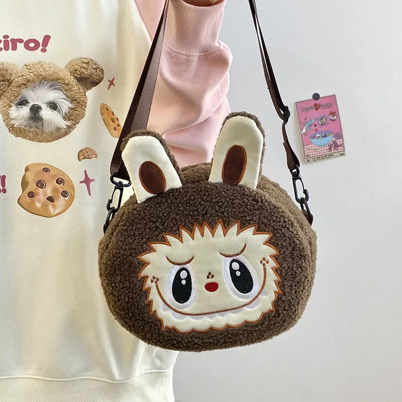 Labubu Cartoon Plush Crossbody Bag Anime Ugly and Cute High-capacity Backpack Doll Toy Shoulder Satchel Handbag Kid&Girl Gift