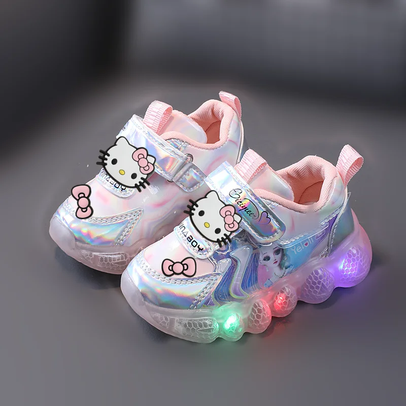 

children hello kitty New LED Casual Shoes girl Soft-soled Toddler Shoes Sanrio Spring Autumn Sneakerslights up running shoes