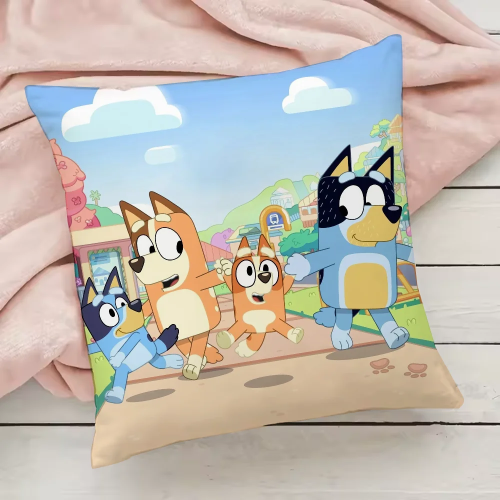 Bluey-B-B-B-Blueys كيس وسادة كيس وسادة مضادة للغبار وسحاب غير مرئي حريري قصير غطاء وسادة أريكة قطيفة