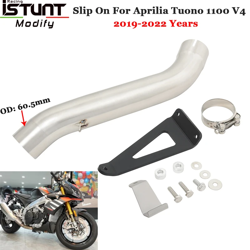 

Motorcycle Exhaust Escape Systems Slip On For Aprilia Tuono 1100 V4 2019-2022 Modify Middle Link Pipe Connection 60mm Muffler