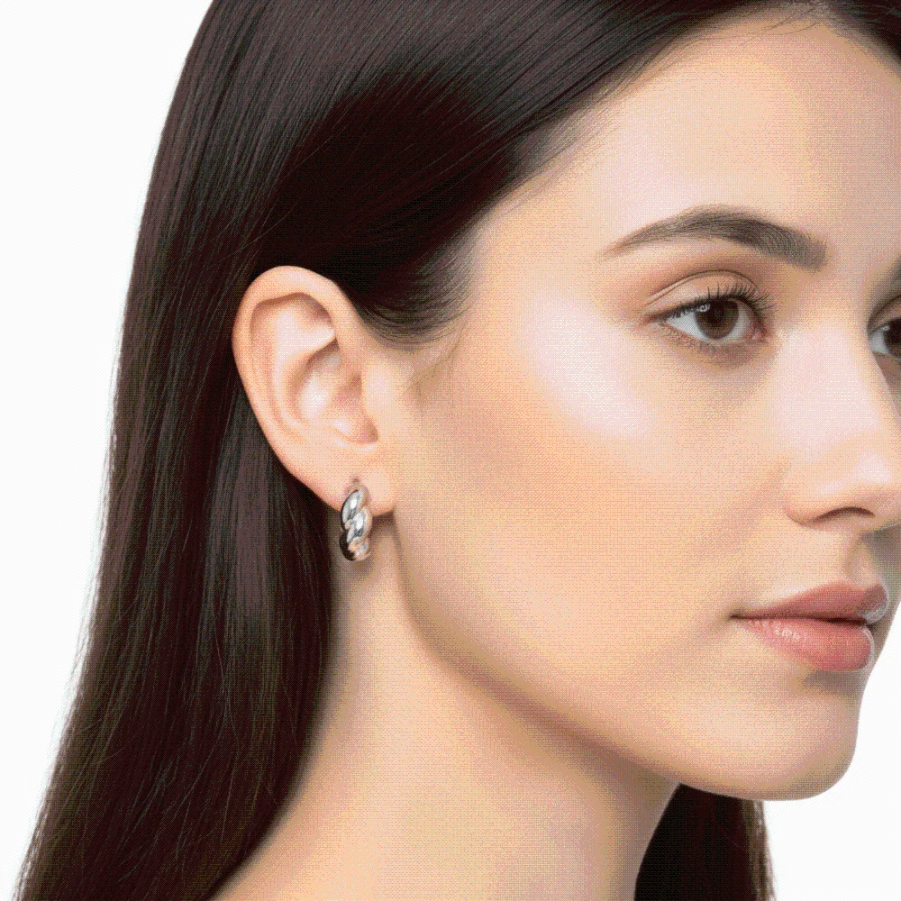 1 pair 18K PVD Gold Plated Twisted Mini Huggies Water-Resistant Coating Snap-Post Closure Minimalist Croissant Studs