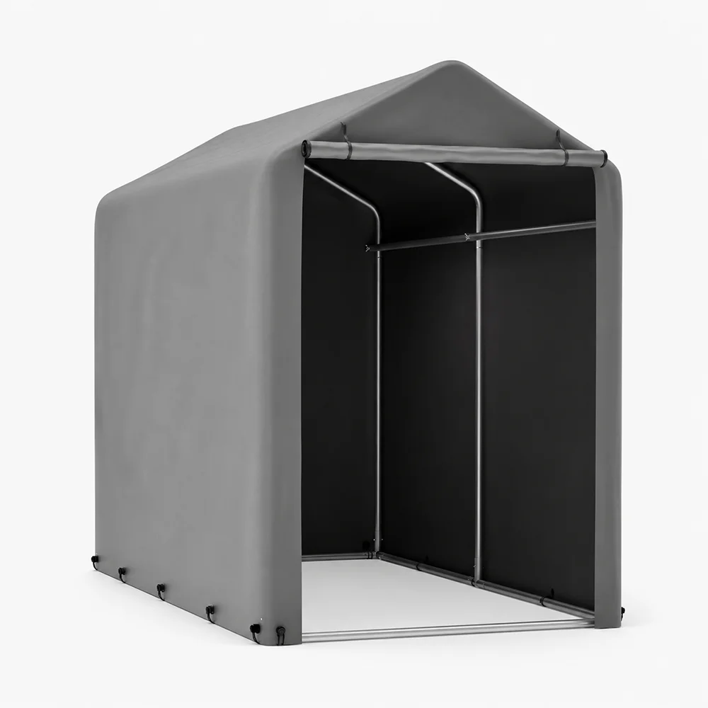 M0034-01XX 1x1,87x1,60M Tenda da esterno per ripostiglio, riparo per parcheggio bici, capanno per attrezzi da giardino, garage portatile con tettoia, grigio