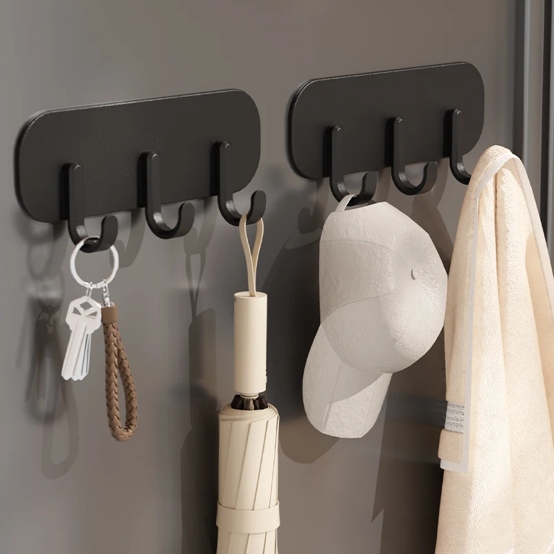 Haken selbstklebend, starke Wandbehang, nicht perforiert, Reihe 3 Haken, für Badezimmer, Wohnzimmer, Tür, hinten, Küche, Kühlschrank, Wandbehang