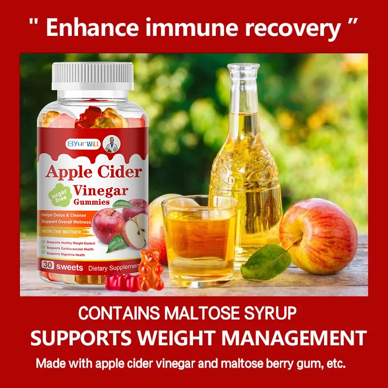 Sugar-Free Apple Cider Vinegar Gummies - Natural Detox, Weight Control & Digestive Support | Advanced 