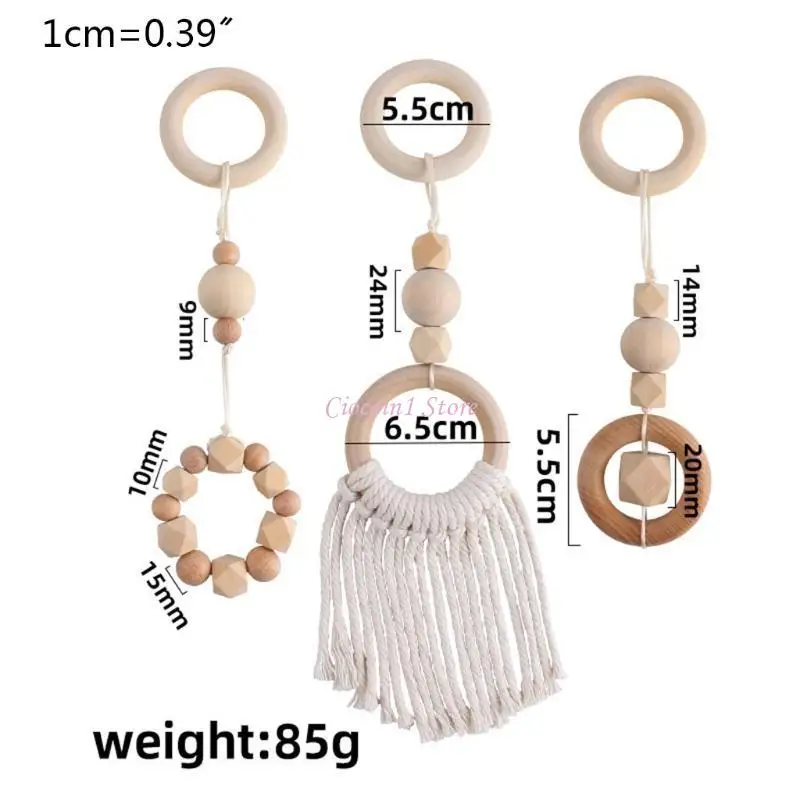 Y1UB 3 ชิ้น/เซ็ต Nordic Baby Gym กรอบจี้ไม้ชั้นวางเสื้อผ้าแขวนสำหรับเล่นของเล่นเด็กของขวัญตกแต่งห้อง