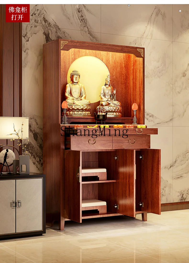 

ZYY New Chinese-style God of Wealth Cabinet Guanyin Buddha Statue Modern Light Luxury Small Devotion Shed