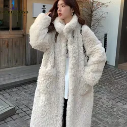Faux Lamb Fur Coat for Women,Single Breast Jacket,Korean Style, Thick Warm Clothes,Stand Collar, High Quality, Autumn and Winter