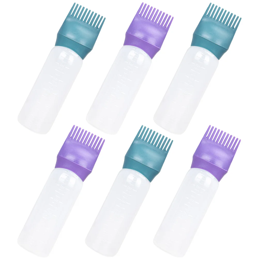 

6 pcs Coloring Root Comb Applicator Bottle Lightweight Reusable Plastic Root Bottle For Hair Dyeing Home Salon Scalp Application