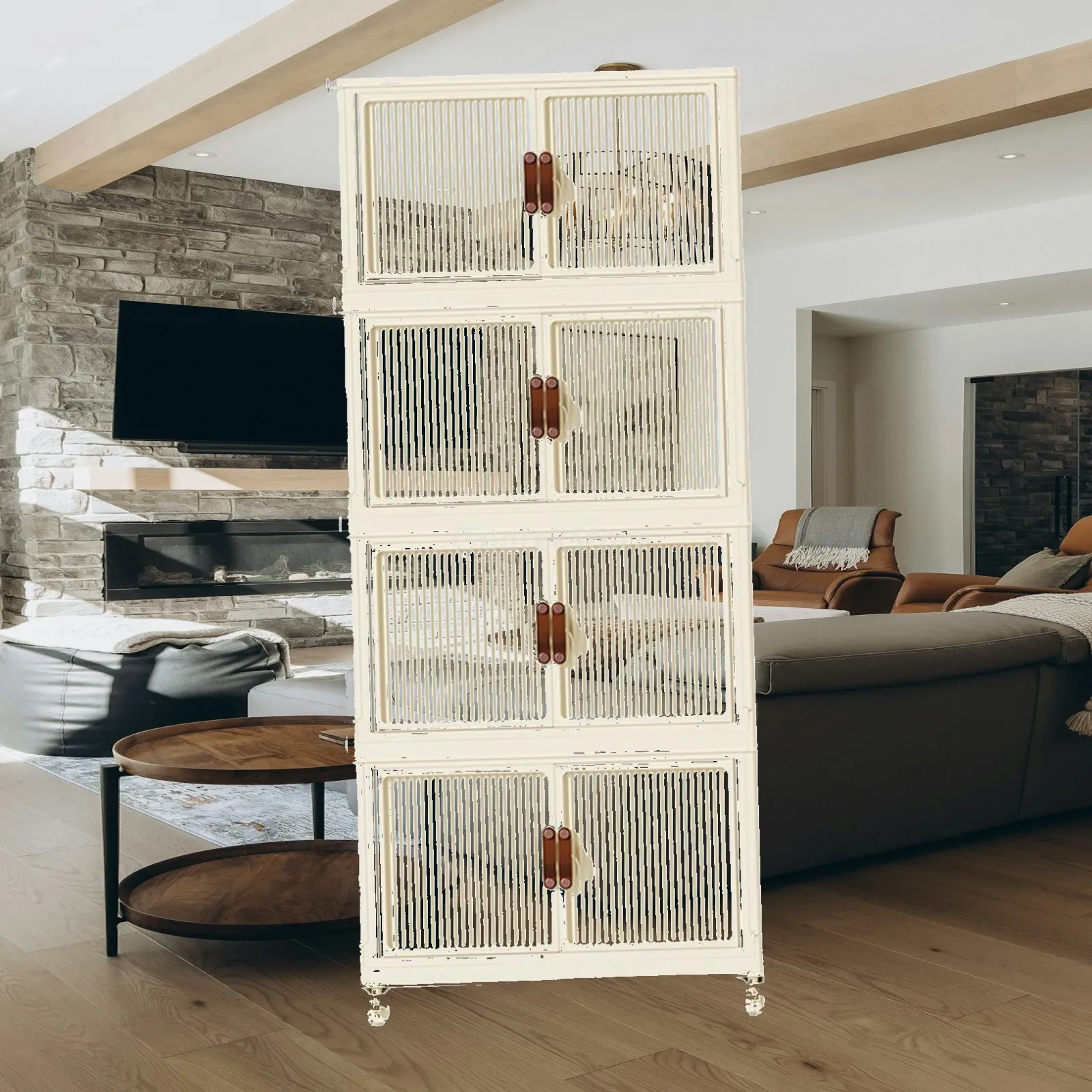 Versatile Foldable Storage Cabinet Stackable Storage Bins with Wheels and Door Multipurpose Organizer for Bedroom Dorm Room