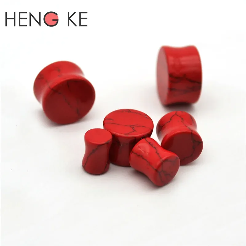 Red Stone Ear Plugs Natural Expand Flesh Tunnel Taper Stetcher Double Flare Semi Precious Body Piercing Jewelry hip hop Popular