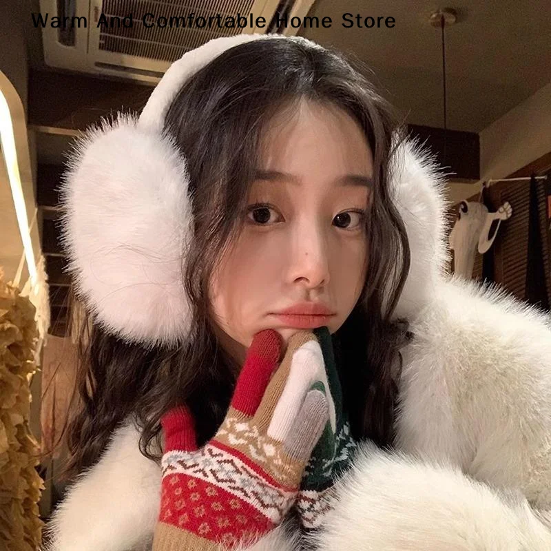 

Модные мягкие теплые наушники из искусственного меха, зимние наушники для женщин и мужчин, однотонные наушники, уличные наушники с защитой от холода, чехол для ушей