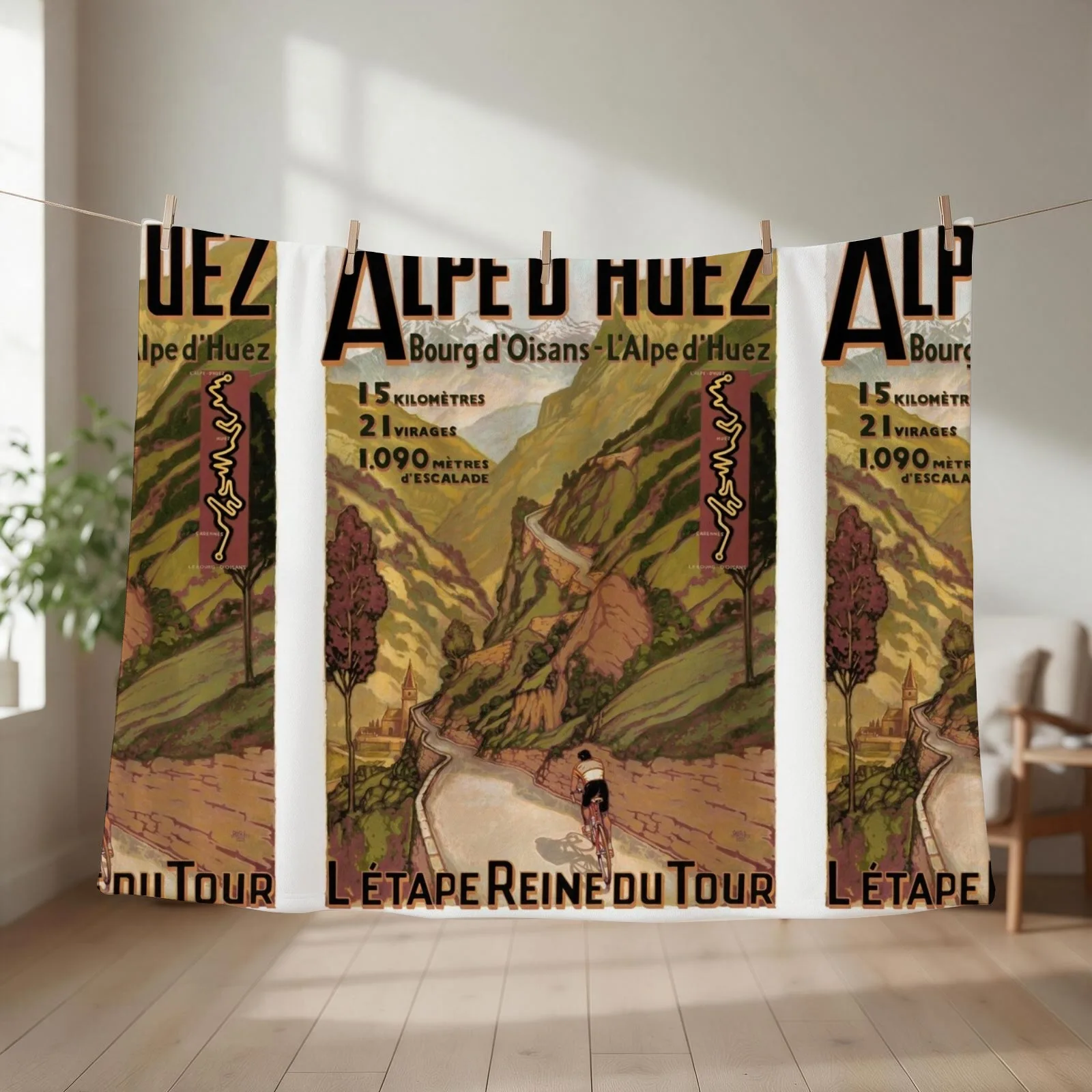 Vintage French Swiss Alps sport bicycle poster Throw Blanket sofa bed funny gift Decorative Throw Retros Blankets