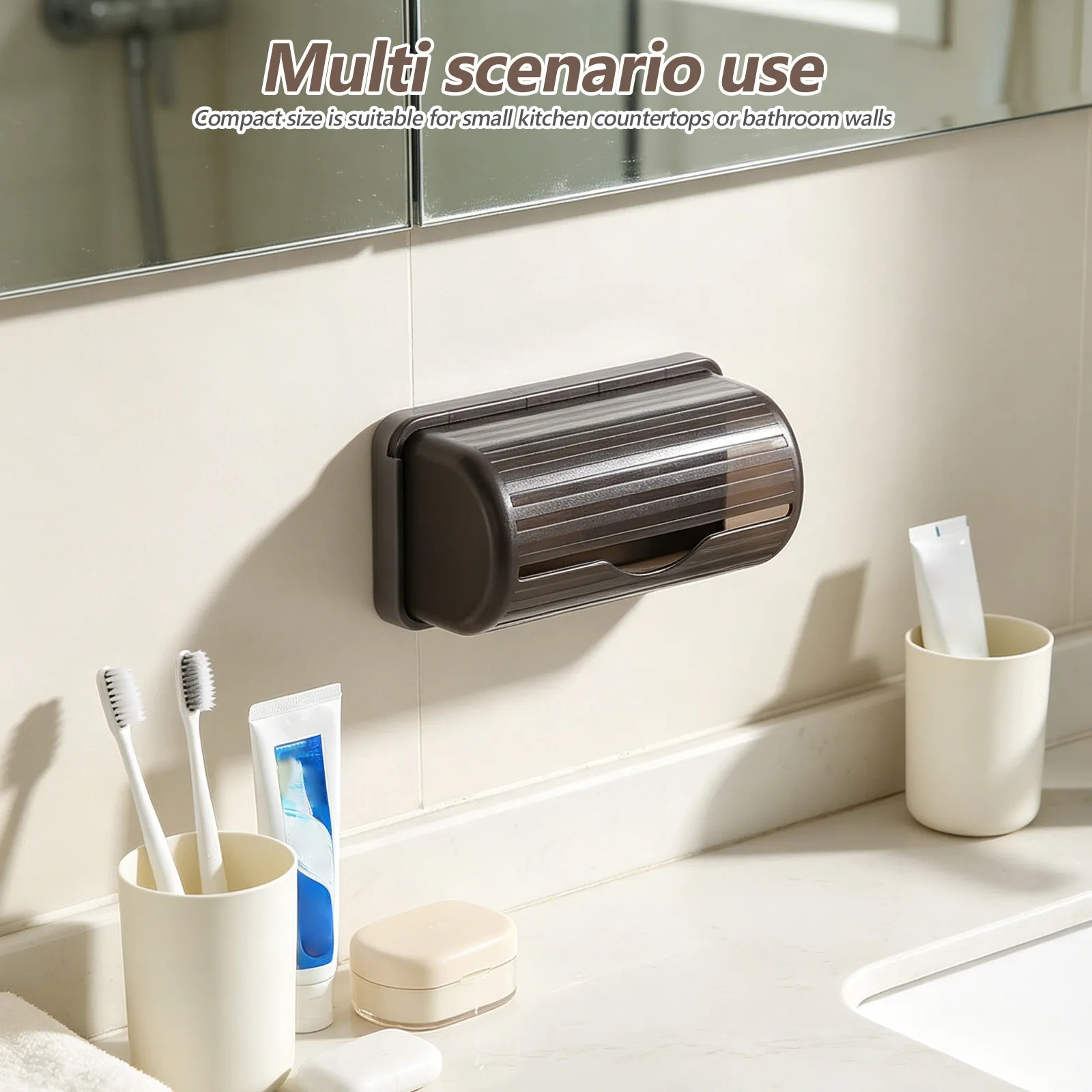 Wall Mounted Trash Bag Box Fits 6x2.36" Roll Storage Container Garbage Dispenser Organizer Plastic For Kitchen Cabinet Door view 5
