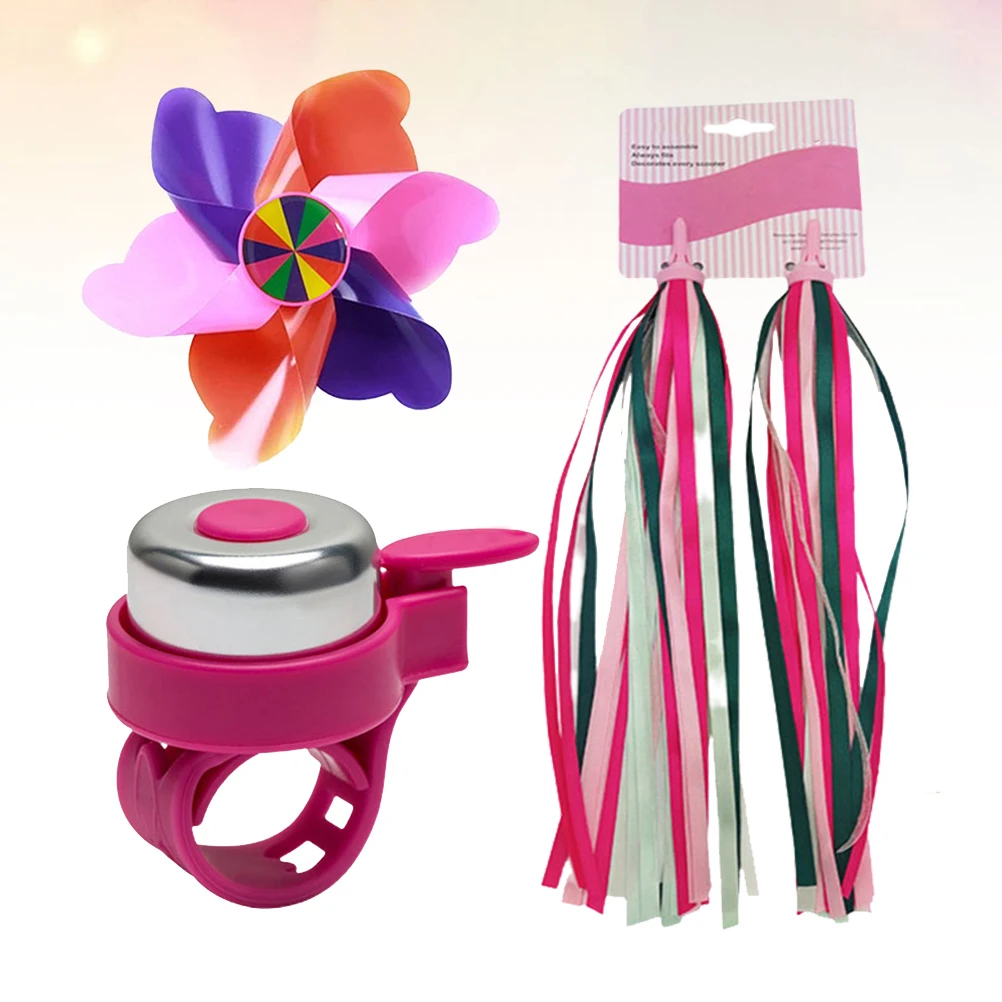 

3pcs Bike Accessories Handlebar Bell Set Tassel Streamers Colorful Ribbons Decor for Kids Scooters Gifts