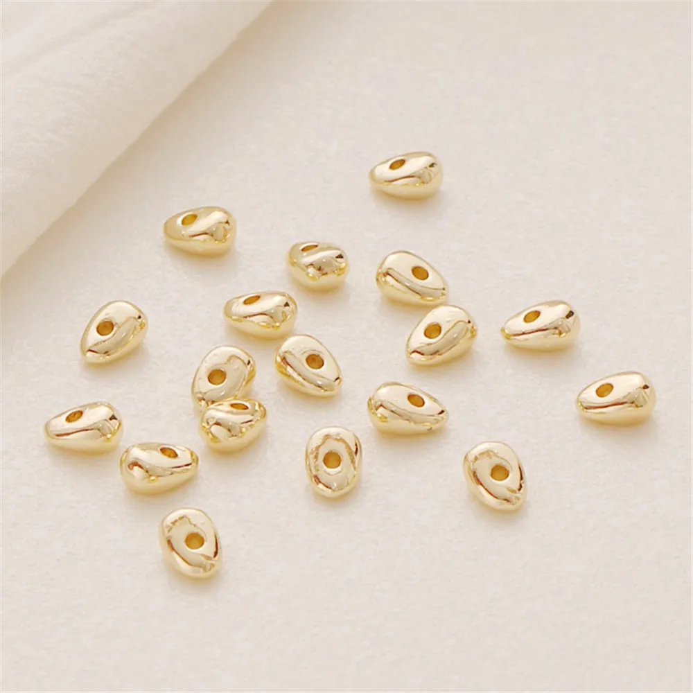 

10PCS 14K Gold-coated Amorphous Hole Water Drops, Bead DIY Jewelry, Bracelet Necklace with Melon Seeds and Beans, 5x8mm