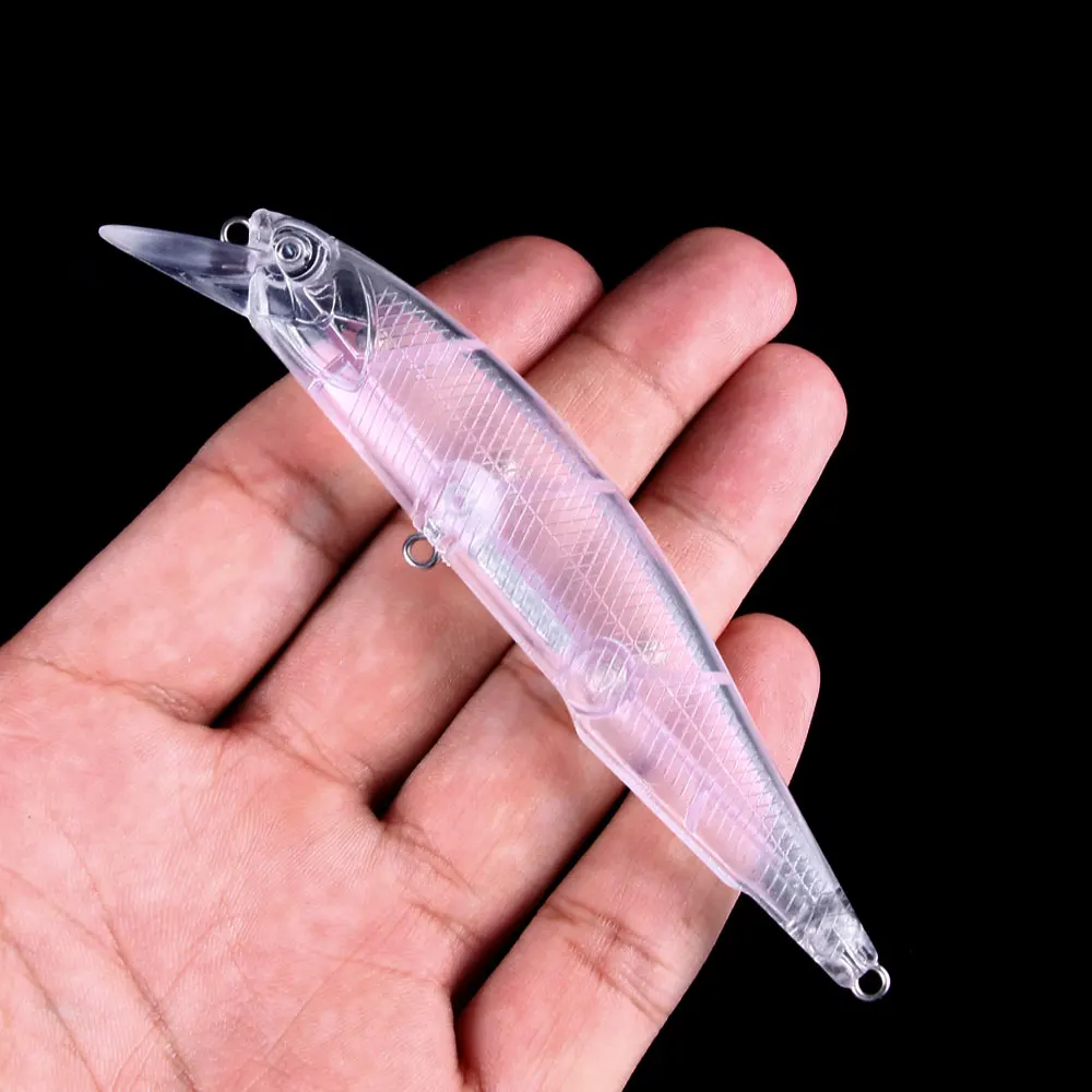 10pcs 11cm 12g Unpainted Minnow Fishing Lure Blanks Clear DIY Hard Bait Body Jerkbait Wobbler for Custom Painting/Airbrush