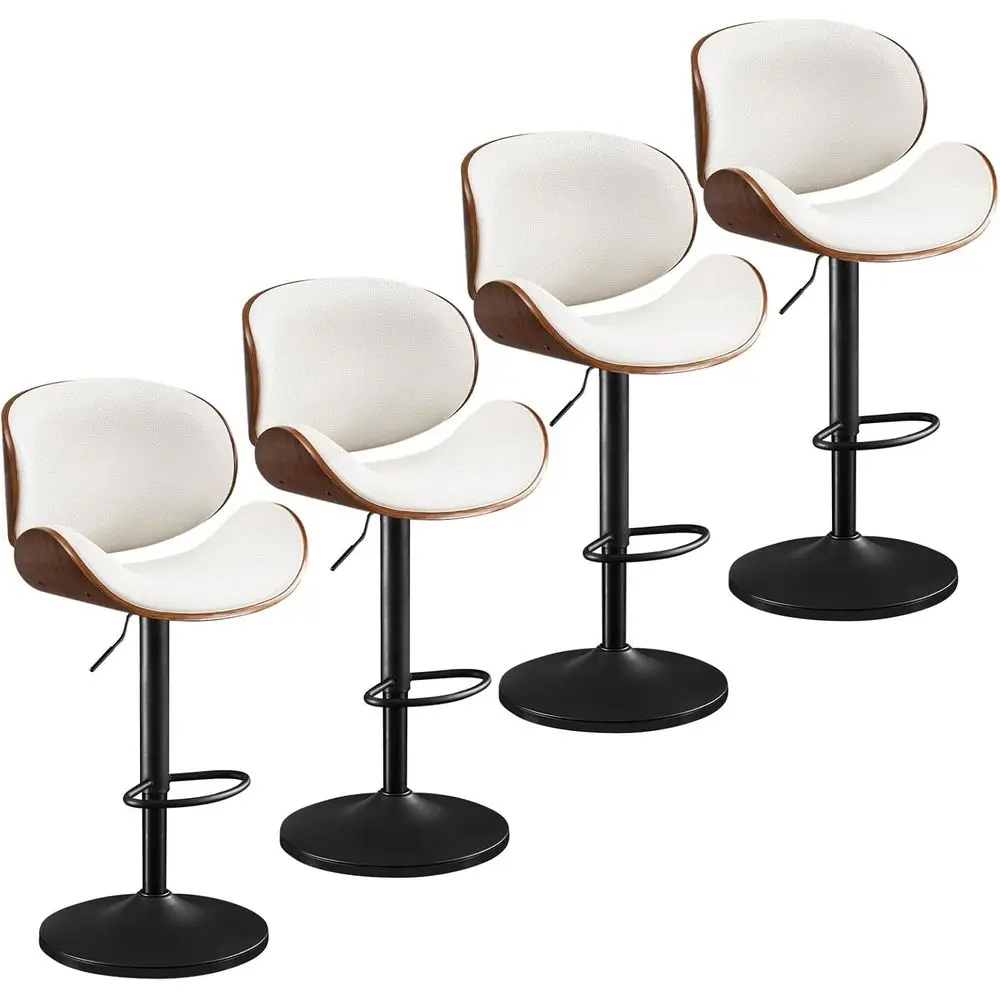 

Adjustable Height Swivel Bentwood Bar Stools Set of 4, Upholstered Chairs with Footrest, Ergonomic for Kitchen, Dining, and Bar,