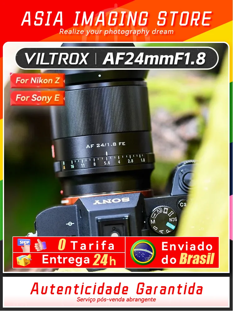 【 Do Brasil 】 Viltrox AF 24mm F1.8 FE Full Frame Mirrorless Camera Wide Angle Fisheye Lens for Sony A7III A7IV Nikon Z Z6 24 1.8