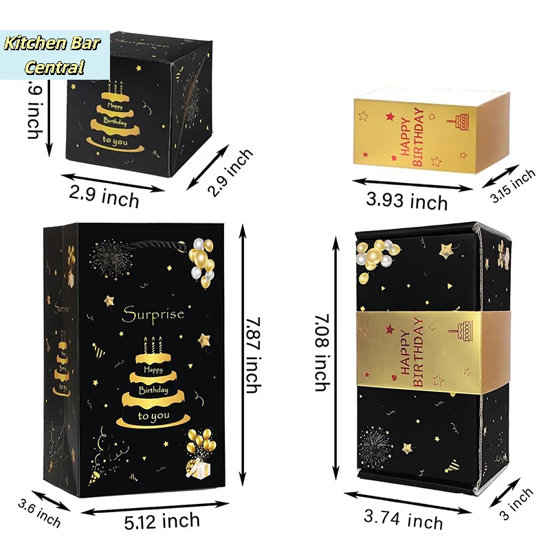 【10 Stück faltbare, aufspringende Überraschungs-Geschenkboxen in Schwarz-Gold, aufspringende Überraschungsbox, Valentinstagsgeschenk】 – Detail 10
