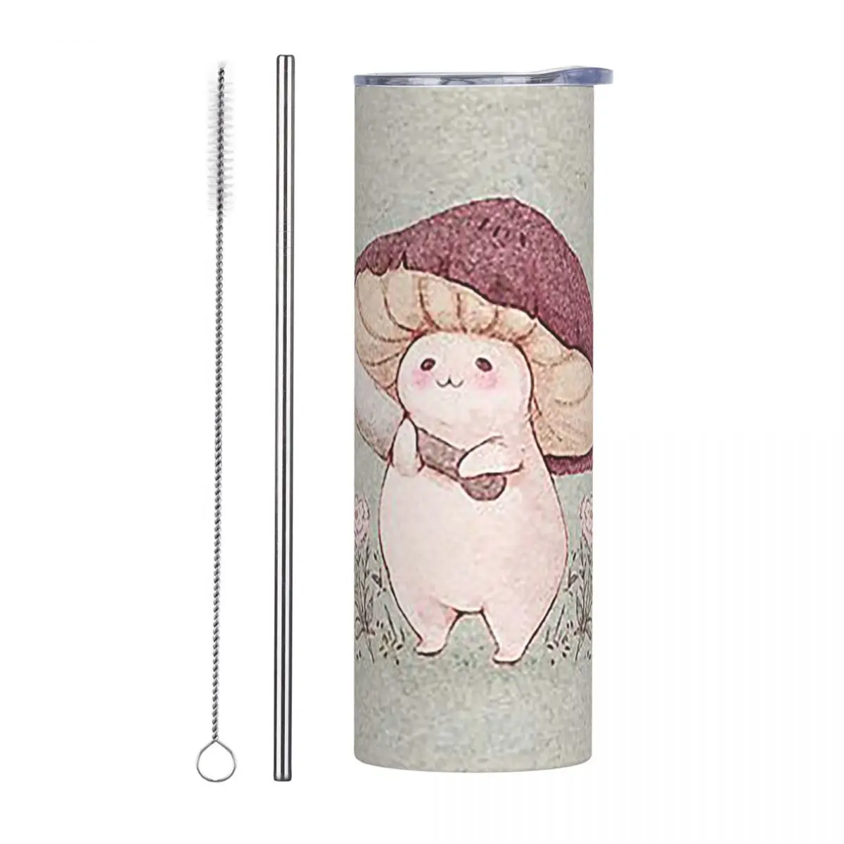 Let Me See What You Have Little Mushroom Stainless Steel Tumbler Vacuum Insulated Mug Thermal Cold Cup Straw With Lid 20oz