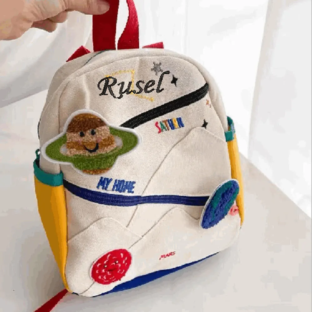 Personalized Planet Backpack Colorful Design Custom Unique Name For Boys Girls Three Smooth Zippers Outdoors Shoulder Bags