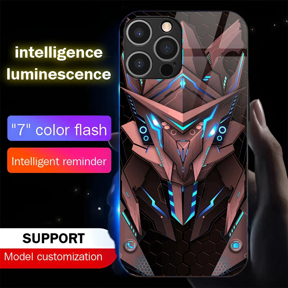 

Battle Armor Mech LED Calling Light Flash Phone Case Smart Luminous Cover For Samsung S25 S24 S23 S22 S21 S20 FE Plus Ultra