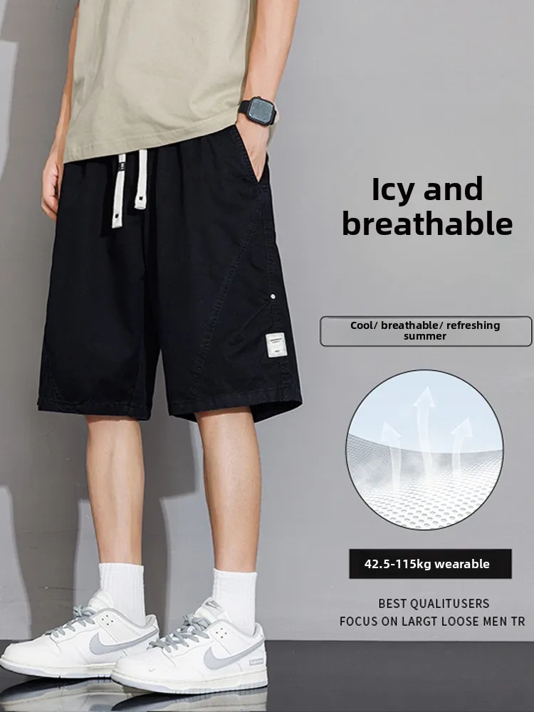 

New Pure Cotton Casual orts Men's Summer Large Size Loose Straight Leg Sports Five-Quarter Pants Thin Cotton Trousers