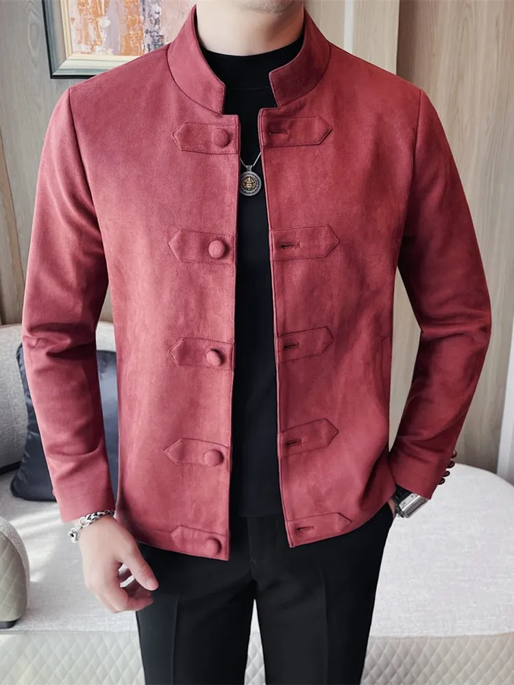 

Men's Faionable Slim Fit Stand Collar Jaet Autumn Winter New Sle Casual All-Match Zhongan Suit Outerwear