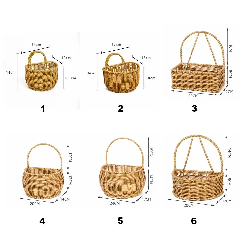سلة تخزين المطبخ المصنوعة من الروطان المقلد مع مقبض لتزيين المنزل سلال معلقة منسوجة يدويًا منظم أشتات بنية