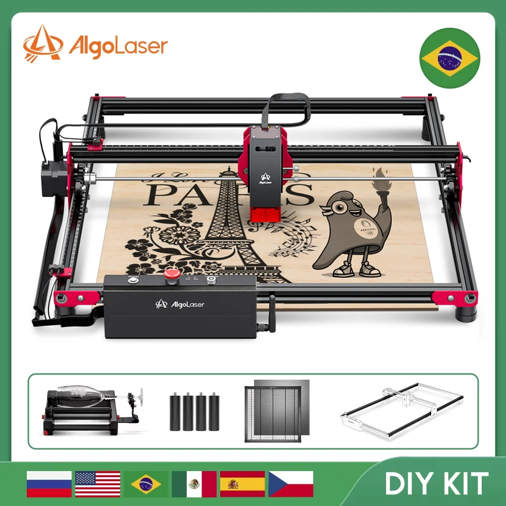 AlgoLaser Commercial Laser Engraver 10W Laser Engraving Machine with 400X850mm Working Space for Metal, Wood, Acrylic, Leather