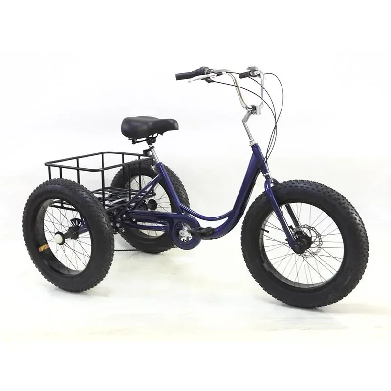 Snow Tricycle, 20 Inch 7-speed,  Tire Bicycle, High Carbon Steel Frame, Elderly, Grocery Shopping and Cycling