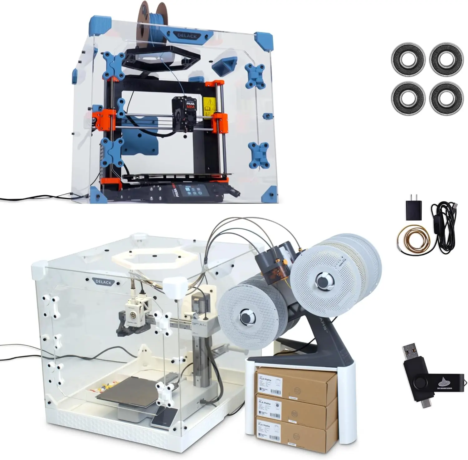 

3D Printer Enclosure Kit with LED Light for Bambu Lab A1 Mini, Prusa MK4/Mini, IKEA Lack Table | 20+ Accessory Prints