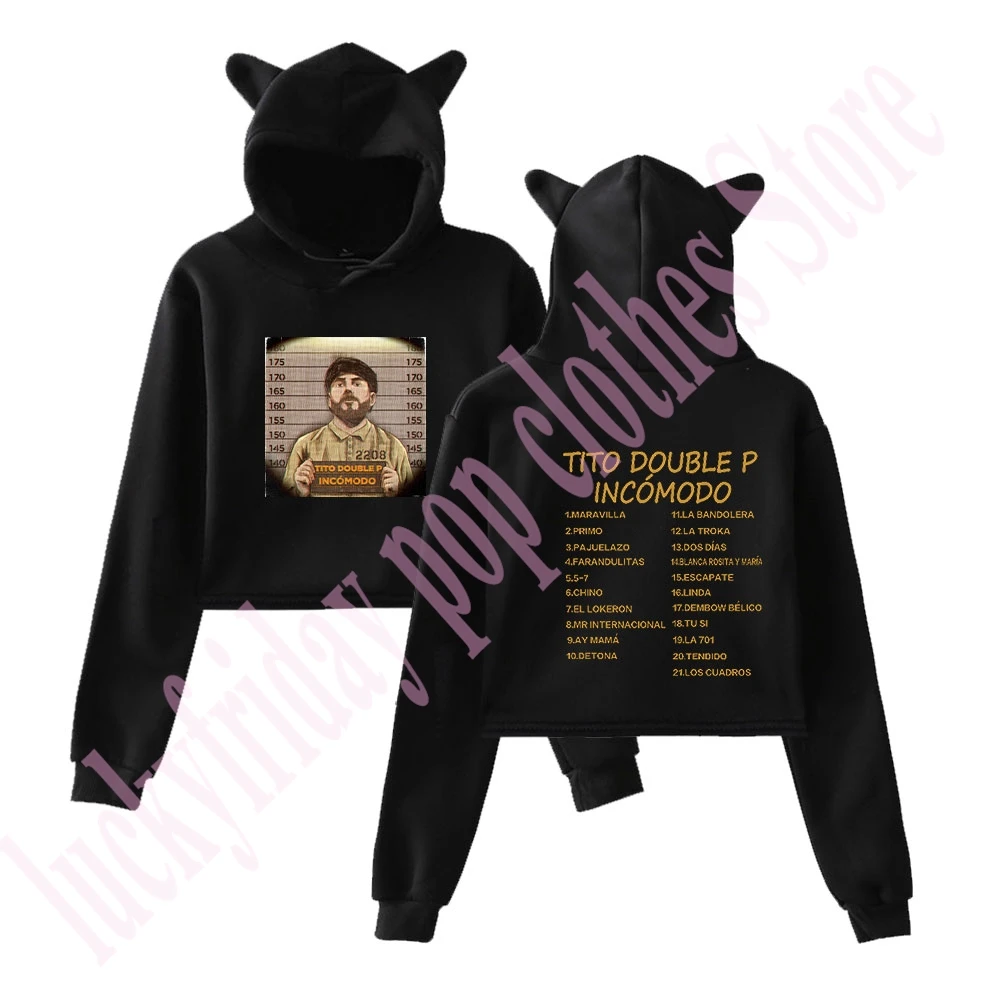 Felpe con cappuccio ritagliate Tito Double P Cat Incomodo Album Merch Maniche lunghe unisex Dolce streetwear11