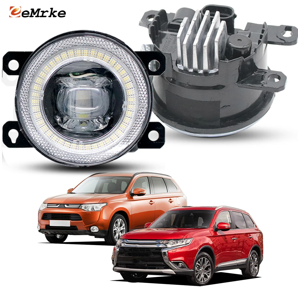 Replace Halogen Fog Lights for Mitsubishi Outlander 3/ III 2012-2018 Upgrade LED Fog Lamp 30W Add Angel Eye DRL Ring Accessories
