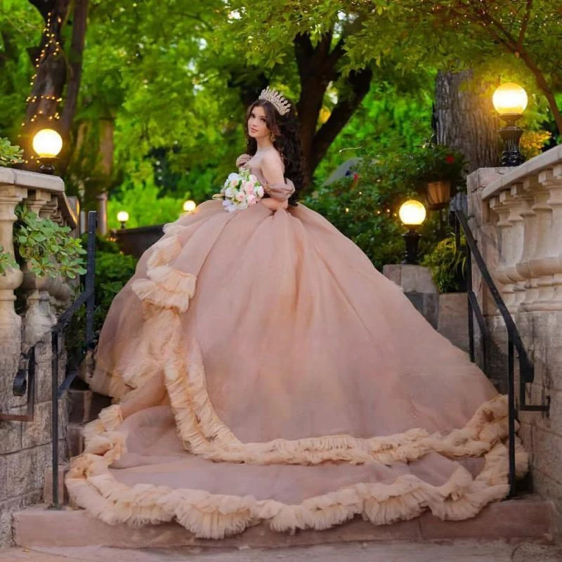 Charro vestidos de 15 años quinceanera ชุด appliqued Sweet 16 PROM Dress เปิดไหล่ vestidos de 15 quinceañeera