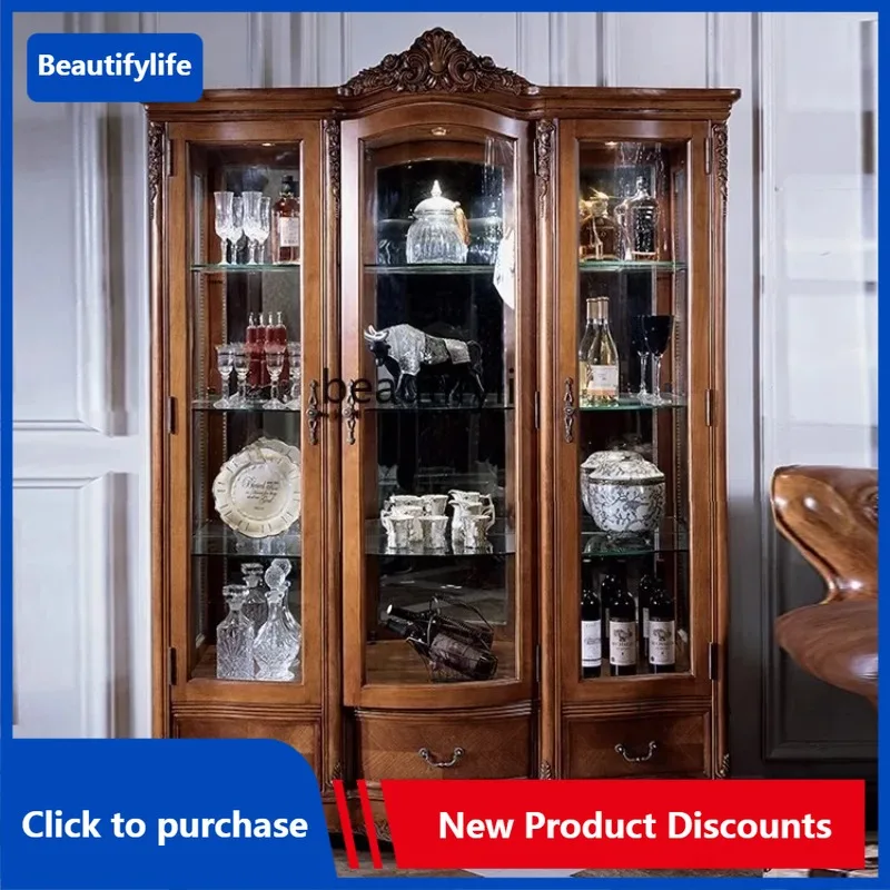 C85 European-Style Luxury Solid Wood Tea and Wine Cabinet American Style High-End Display Jewelry Showcase