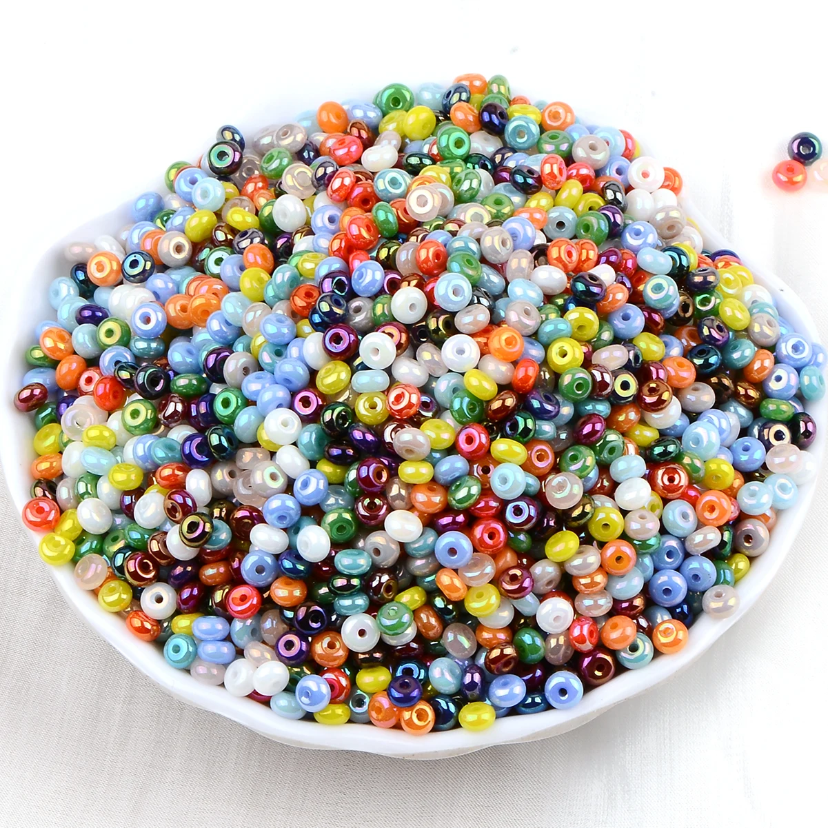 20g/about 280pcs Cream color imported glass rice bead for jewelry making Space beads Round rice beads use garment embroidery
